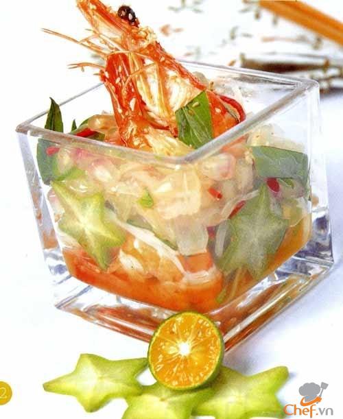 Cách trộn Salad tôm trái lựu đơn giản